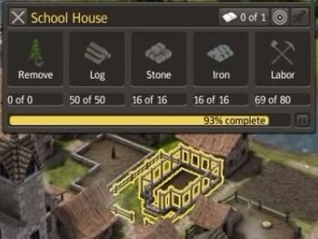A School House being constructed in Banished.